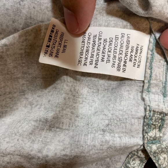 L.L. Bean Mens XL Short-Sleeve Button-Up Shirt Green Floral Print 100% Cotton - Picture 4 of 11